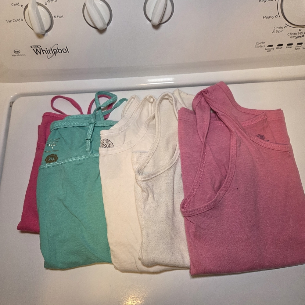 Girls Tank Top Bundle Size 10/12 Pink White Teal Set of 5
